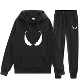 Trendy Venom Pattern Print Pullover Hoodie Pants Set