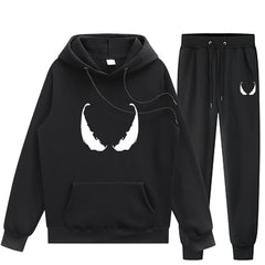 Trendy Venom Pattern Print Pullover Hoodie Pants Set