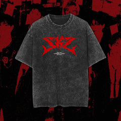 DOMINATE TOUR Printed Washed Short-sleeved T-shirt