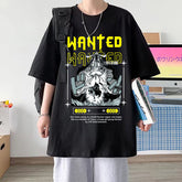Cool Men's Wanted Graphic Crew Neck Loose T-shirt