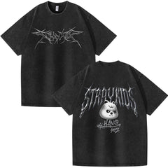 Retro KPOP Cartoon Short Sleeve Washed T-shirt