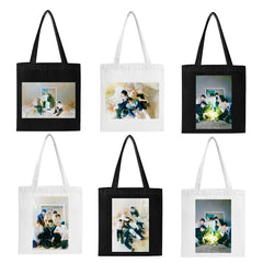 KPOP Graphic Print Canvas Shoulder Bag