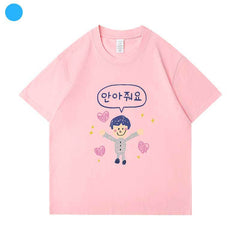 Kpop Cartoon Print Short-sleeved Loose T-shirt