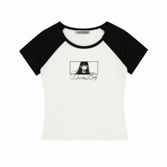 Carmen Color Block Short-sleeved T-shirt Slim-fit Top