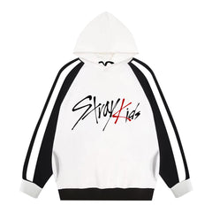 KPOP Logo Print Color Block Hoodie