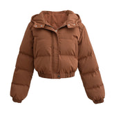 Women's Pocket Zipper Hooded Warm Jacket