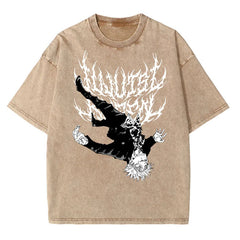 Vintage Anime Print Loose Washed T-shirt