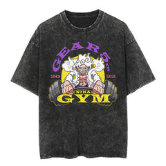 Vintage Luffy Anime Washed Short-sleeved T-shirt