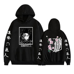 Casual Anime Pattern Print Pocket Drawstring Hoodie