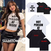 Lisa Hot Person At Work Print Crew Neck T-shirt