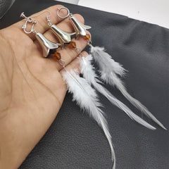 Unique Game Long Feather Pendant Earrings