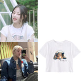 MINJI Cartoon Dog Women's Crop T-shirt