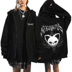 Casual KPOP Dominate Printed Zipper Hoodie