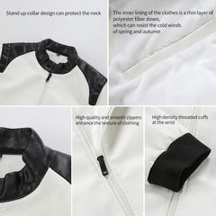 Men's Punisher Logo Printed Leather Jacket