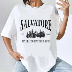 Vintage TVD Pattern Casual T-shirt