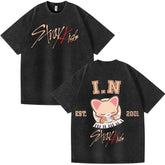 KPOP IN Graphic Washed Short-sleeved T-shirt