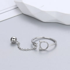 Cat Bell Tassel Chain Ring