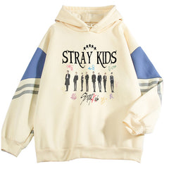 Casual Kpop Pullover Color Block Hoodie