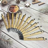 12 Inspirational Bamboo Ballpoint Pen Set