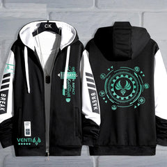 Unisex Venti Game Cosplay Zip Up Hooded Jacket