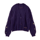 Women's Taylor Purple Loose Knitted Cardigan Sweater