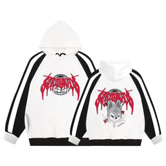 KPOP Evil Doll Print Color Block Hoodie
