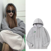 Haerin Letter Print Pullover Hoodie