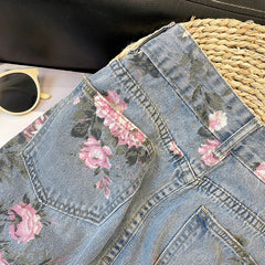 Versatile Floral Print Women's Medium Long Skirt