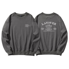Unisex Layover Print Loose Pullover Hoodie