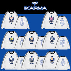 Karma Cartoon Doll Stripe Crew Neck Sweatshirt