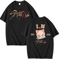 Casual Kpop Pattern Print Cotton Loose T-shirt