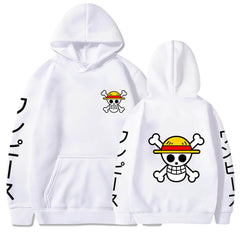 Unisex Straw Hat Logo Graphic Loose Hoodie