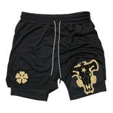 Men's Anime Double Layer Fitness Sports Shorts