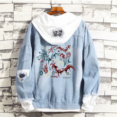 EN- World Tour Print Loose Hooded Denim Jacket