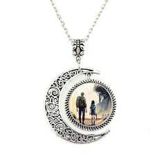 Vintage Moon Hollow Gem Necklace