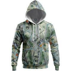 Unisex Money Digital Print Pullover Hoodie