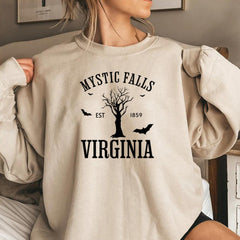 Mystic Falls Virginia Letter Print Sweatshirt