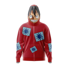 Luffy Anime 3D Printed Hooded Zipper Casual Coat