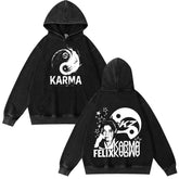 Unisex Skz Karma Logo Washed Hoodie Top