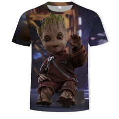 Unisex Groot Digital Print Short-sleeved T-shirt