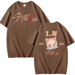 Casual Kpop Pattern Print Cotton Loose T-shirt