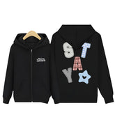 SKZ STAY Printed Zipper Black Hoodie