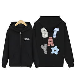 SKZ STAY Printed Zipper Black Hoodie