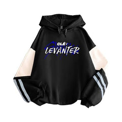 Stylish Kpop Letter Color Block Striped Hoodie