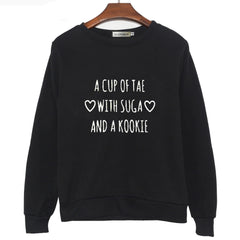 Women's A CUP OF TAE WITH SUGA AND A KOOKIE Round Neck Sweatshirt