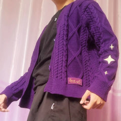 Women's Taylor Purple Loose Knitted Cardigan Sweater
