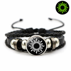 Luminous Sun and Moon Couple Leather Bracelet