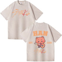 KPOP HAN Cotton Short-sleeved Washed T-shirt