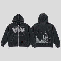 Arirang Tour Print Cotton Washed Zip-Up Hoodie
