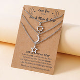 Sun Moon Star Stainless Steel Necklace